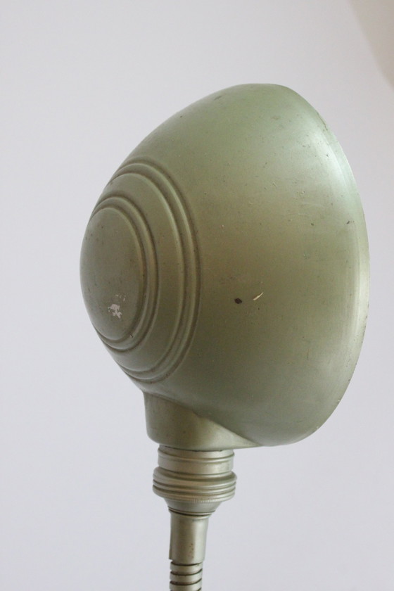 Image 1 of Erpé Flexibele Metalen Zwanenhals Bureaulamp, België 1930S