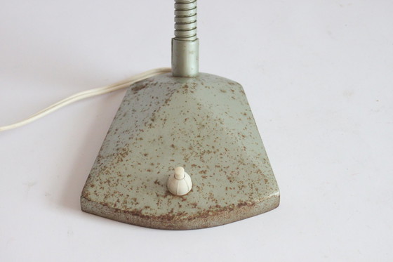 Image 1 of Erpé Flexibele Metalen Zwanenhals Bureaulamp, België 1930S