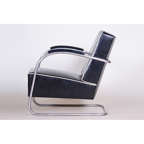 Image 1 of Vintage zwart leren fauteuil van Mucke-Melder, jaren 1930