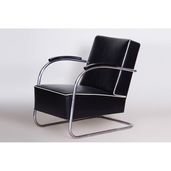 Image 1 of Vintage zwart leren fauteuil van Mucke-Melder, jaren 1930