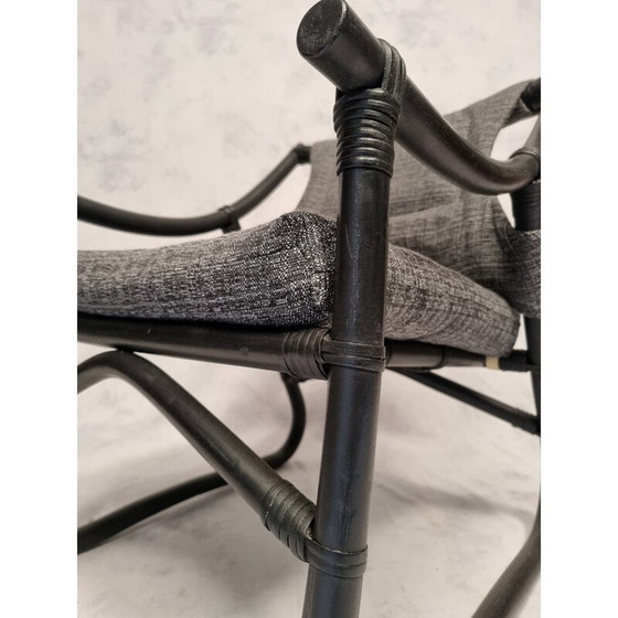 Image 1 of Set van 4 vintage Franse fauteuils in gelakt bamboe, 1980