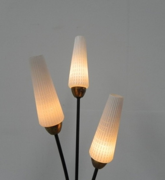 Image 1 of Vloerlamp met 3 glazen kappen