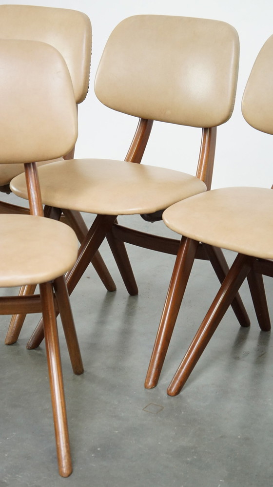 Image 1 of 4 X Teakhouten Jaren ’60 Vintage Design Scissor Chair Van Louis Van Teeffelen