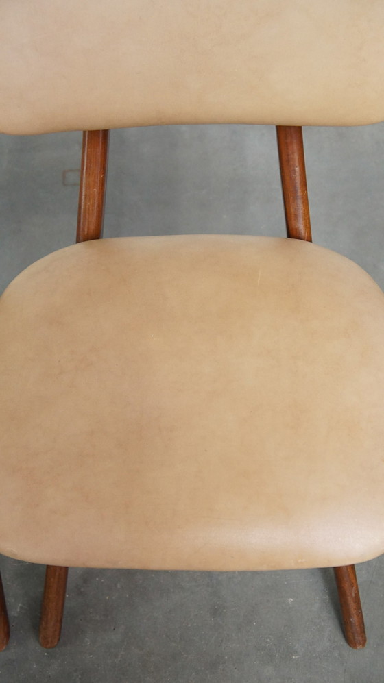 Image 1 of 4 X Teakhouten Jaren ’60 Vintage Design Scissor Chair Van Louis Van Teeffelen