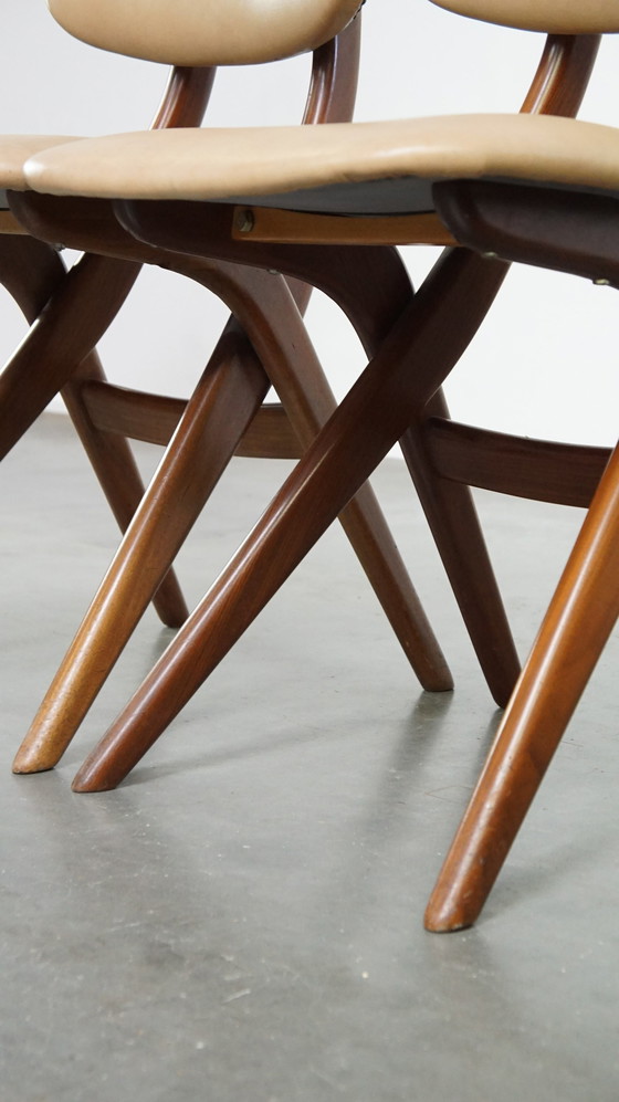 Image 1 of 4 X Teakhouten Jaren ’60 Vintage Design Scissor Chair Van Louis Van Teeffelen