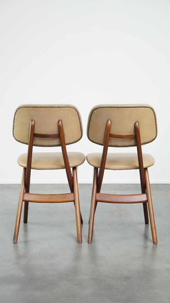 Image 1 of 4 X Teakhouten Jaren ’60 Vintage Design Scissor Chair Van Louis Van Teeffelen