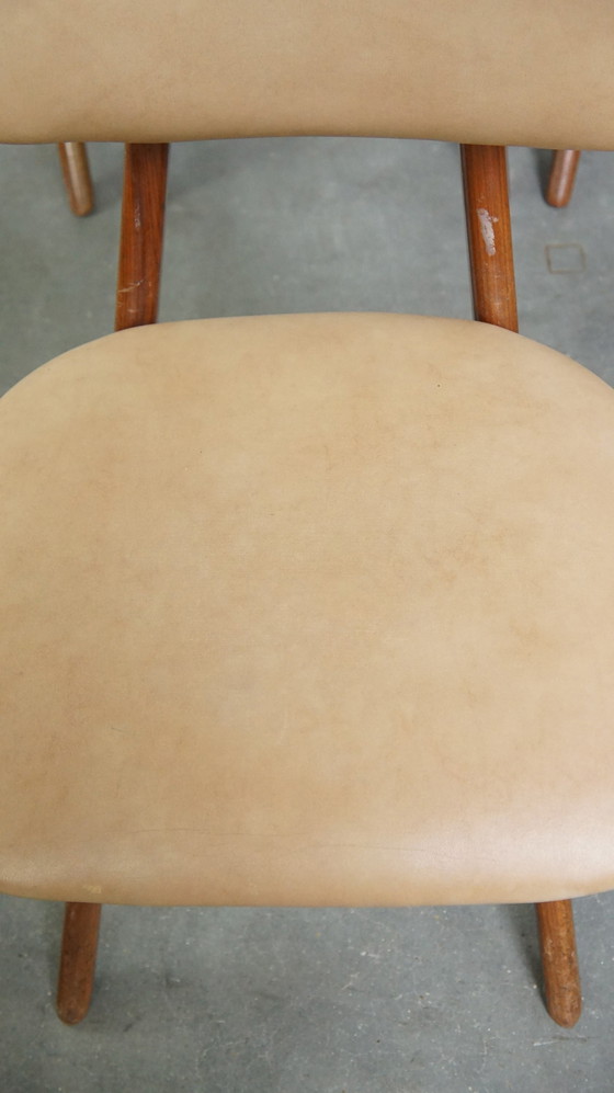 Image 1 of 4 X Teakhouten Jaren ’60 Vintage Design Scissor Chair Van Louis Van Teeffelen