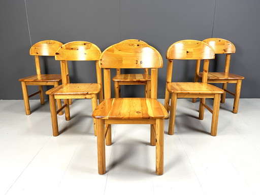 Vintage grenen houten eetkamerstoelen - jaren '80 - set van 6