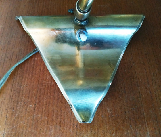 Image 1 of 1950 Vintage Messing en Groen Gelakt Metalen Lamp Mategot smaak