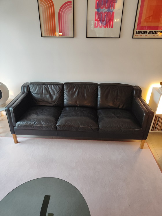 Image 1 of Sofa Stouby Mobelfabrik 3 zits Leder Zwart