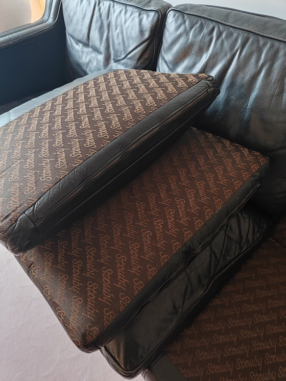 Image 1 of Sofa Stouby Mobelfabrik 3 zits Leder Zwart