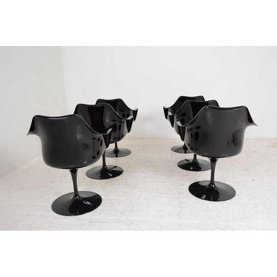 Image 1 of Set van 6 vintage "Tulip" fauteuils in glasvezel en gegoten aluminium van Eero Saarinen voor Knoll international