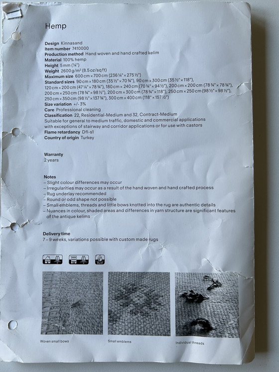 Image 1 of 1 Vloerkleed Kelim Kinnasand Kvadrat Hemp