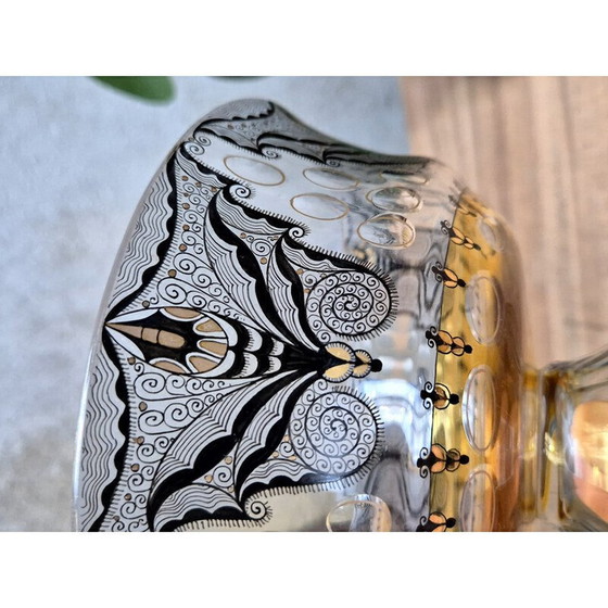 Image 1 of Vintage glazen schaal met voet van Adolf Beckert, 1915