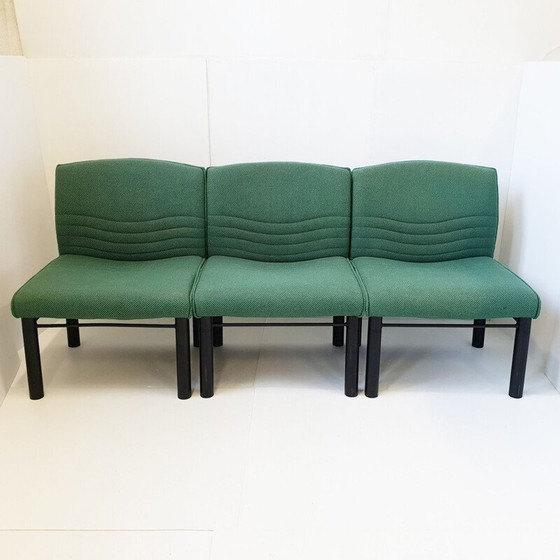 Image 1 of Vintage fauteuil in hout en stof, 1980