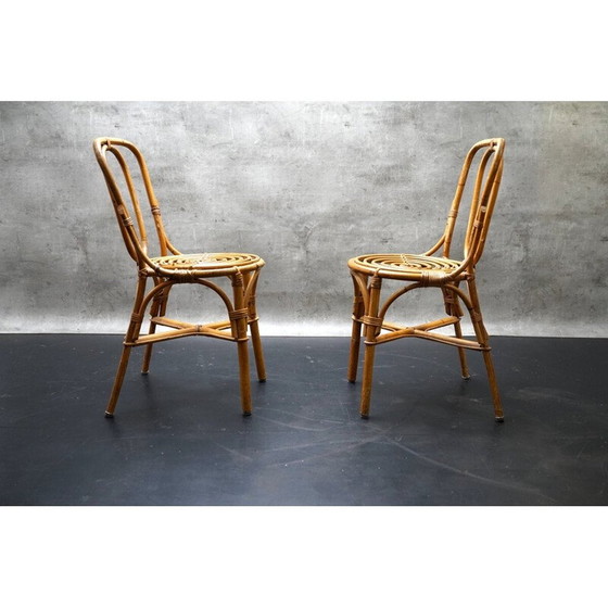 Image 1 of Paar vintage bamboehouten stoelen, Italië 1950