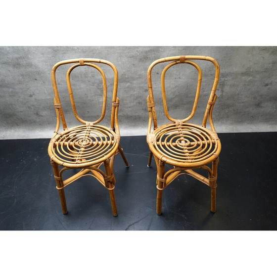 Image 1 of Paar vintage bamboehouten stoelen, Italië 1950