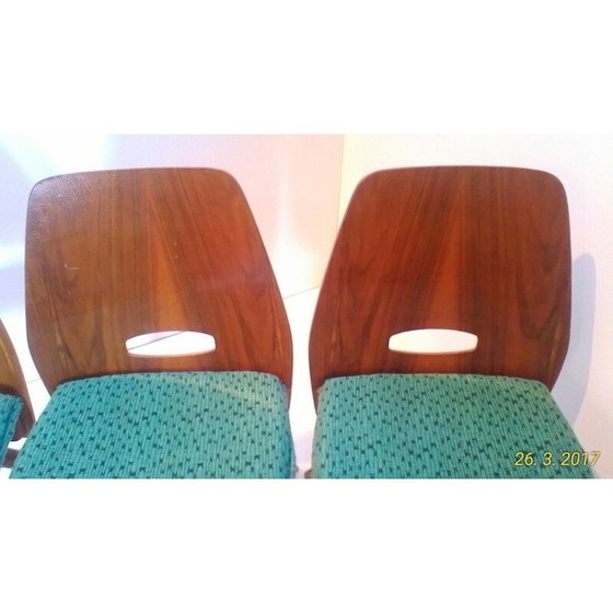 Image 1 of Een set van 4 eetkamerstoelen in beukenhout - jaren 1960