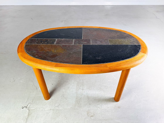 Image 1 of Originele Tue Poulsen Mid Century salontafel Haslev teak keramiek