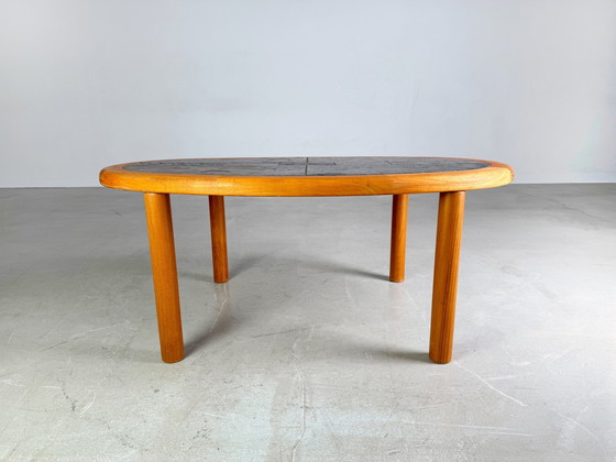 Image 1 of Originele Tue Poulsen Mid Century salontafel Haslev teak keramiek