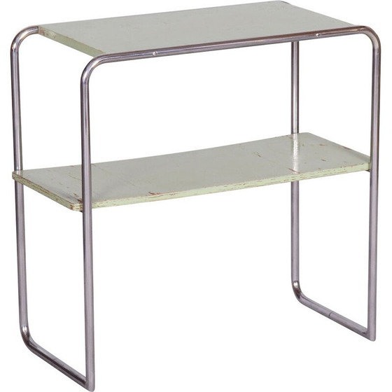 Image 1 of Vintage bijzettafel van staal en hout door John Hagemann voor Thonet, Duitsland 1930