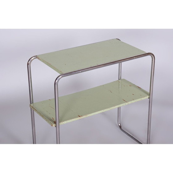 Image 1 of Vintage bijzettafel van staal en hout door John Hagemann voor Thonet, Duitsland 1930
