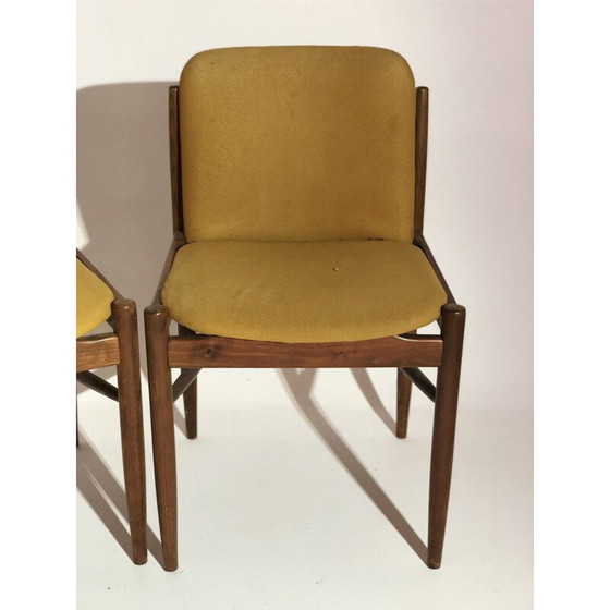 Image 1 of Set van 4 vintage stoelen van stof en palissanderhout, 1960