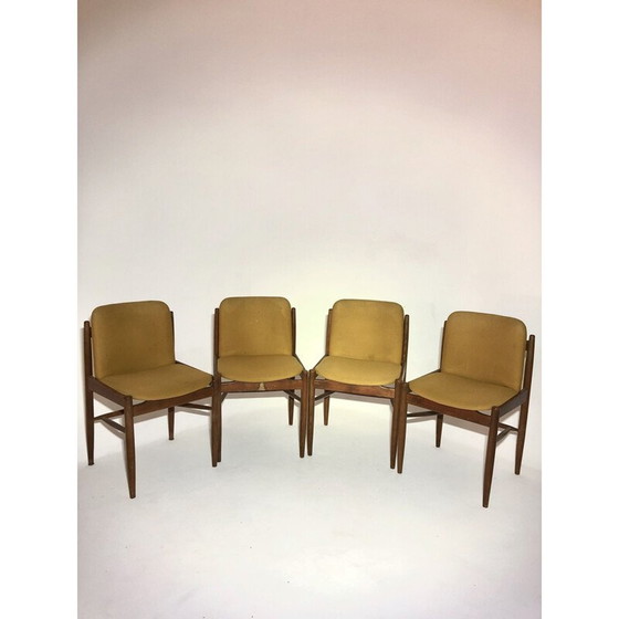 Image 1 of Set van 4 vintage stoelen van stof en palissanderhout, 1960