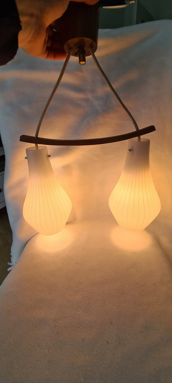 Image 1 of Scandinavische houten lamp Mid Century