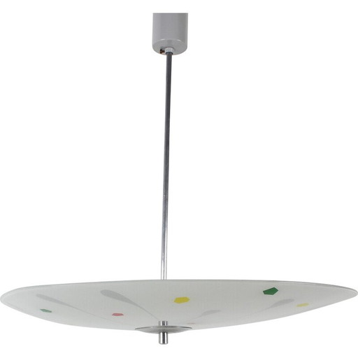 Vintage glazen en metalen hanglamp van Napako, Tsjecho-Slowakije 1960