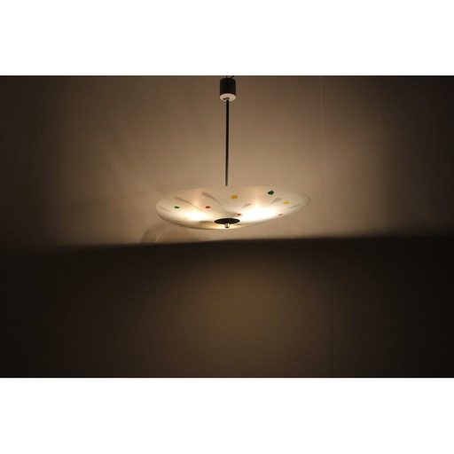 Vintage glazen en metalen hanglamp van Napako, Tsjecho-Slowakije 1960