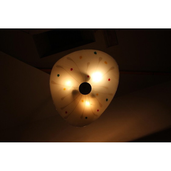 Image 1 of Vintage glazen en metalen hanglamp van Napako, Tsjecho-Slowakije 1960