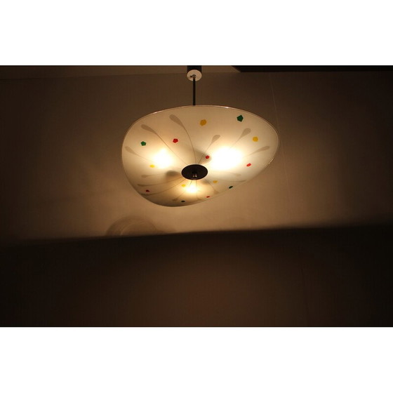 Image 1 of Vintage glazen en metalen hanglamp van Napako, Tsjecho-Slowakije 1960