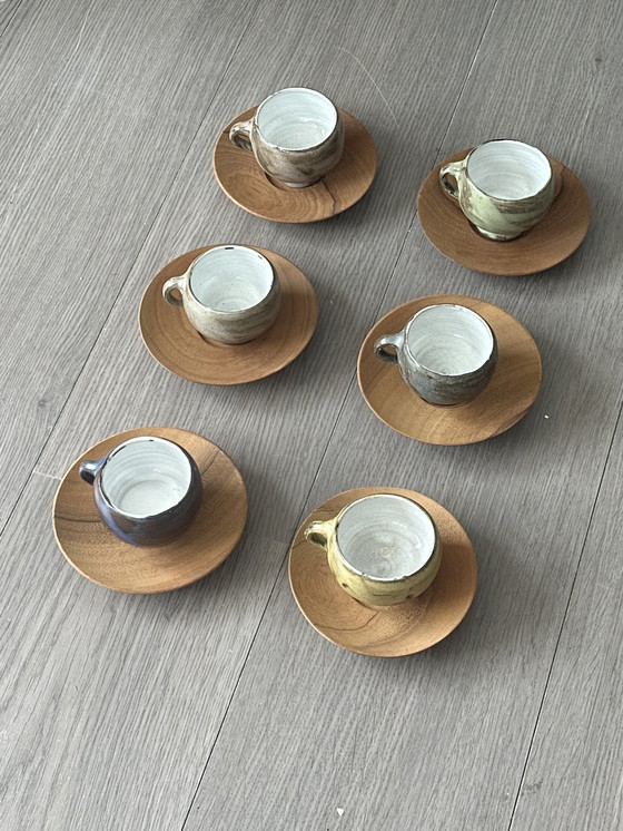 Image 1 of 12x Handgemaakte kopjes en schoteltjes deens design ceramisch