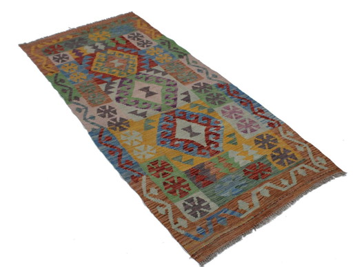 Originele oude stijl Kelim Afghan 196 X 83 Cm Top staat