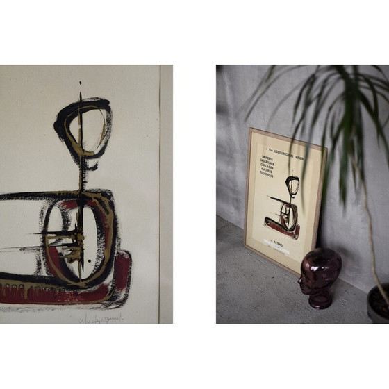 Image 1 of Vintage poster van de Aurelio Teno tentoonstelling, Denemarken 1965