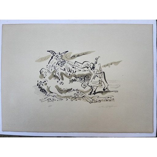 Vintage litho van de ontvoering van europa door André Masson