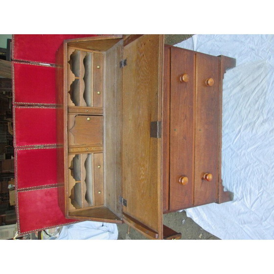 Image 1 of Vintage eiken bureau met 4 laden