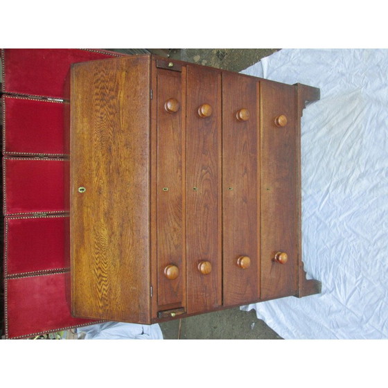 Image 1 of Vintage eiken bureau met 4 laden