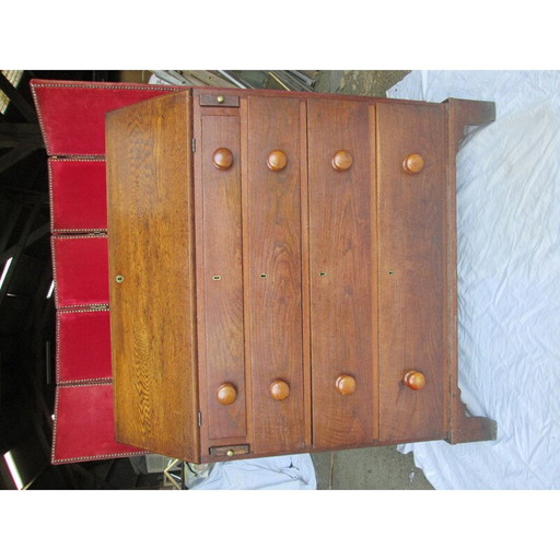 Vintage eiken bureau met 4 laden