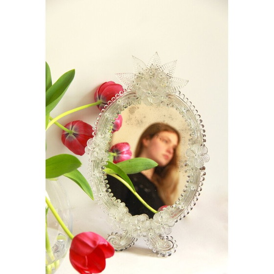 Image 1 of Vintage spiegel in murano glas en massief hout, Italië 1960