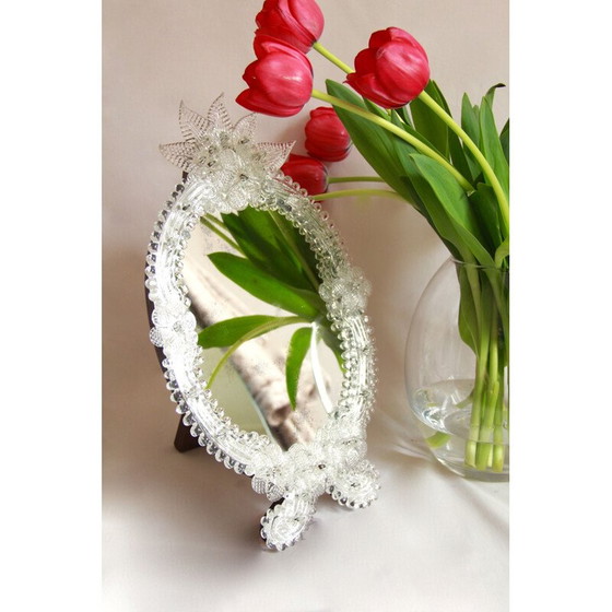 Image 1 of Vintage spiegel in murano glas en massief hout, Italië 1960