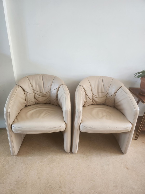 Image 1 of 2x Vintage leren fauteuil