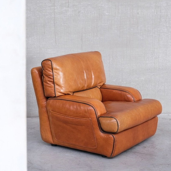Image 1 of Paar vintage leren fauteuils, Frankrijk 1970
