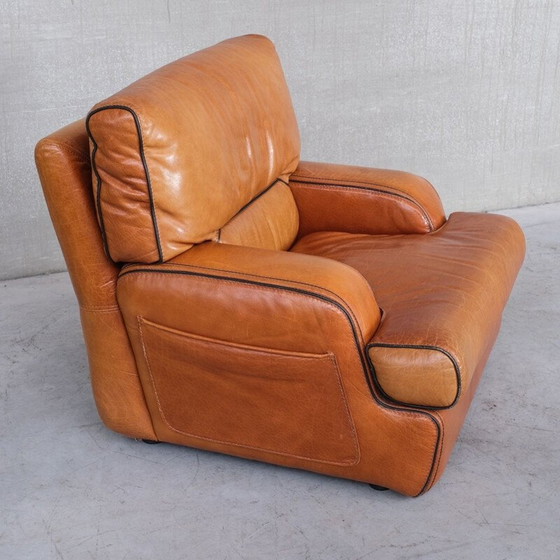 Image 1 of Paar vintage leren fauteuils, Frankrijk 1970