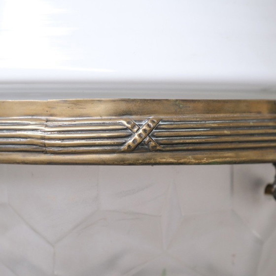 Image 1 of Vintage glazen en messing hanglamp, Frankrijk 1920