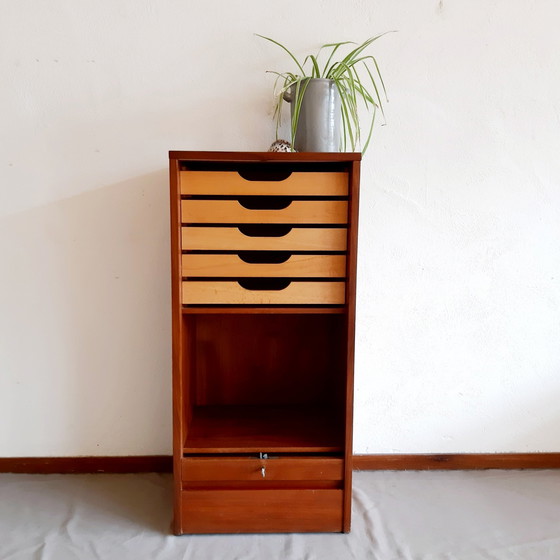 Image 1 of Vintage Deense  archiefkast van teak fineer