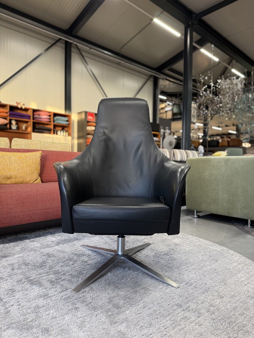 Montis Marvin Draai Fauteuil Zwart Leer 