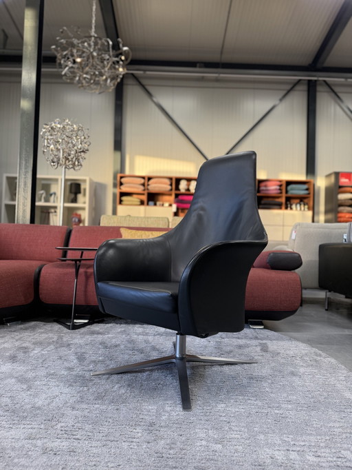 Montis Marvin Draai Fauteuil Zwart Leer 