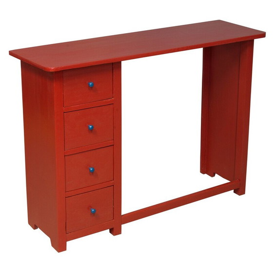 Image 1 of Vintage rood en blauw houten bureau, 1920